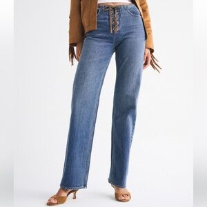 Abercrombie & Fitch Blue Straight Leg lace up Jeans